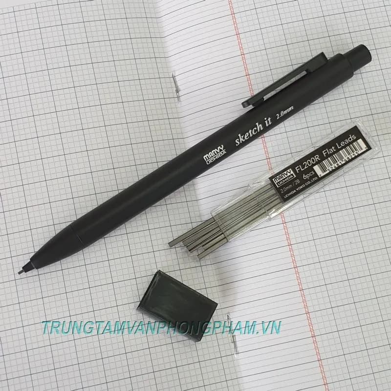 Bút chì bấm Uchida kèm 1 hộp ngòi dẹp 2mm