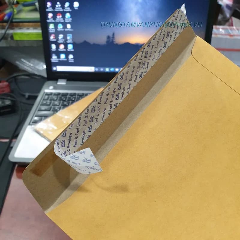 Xấp 10 cái bao thư A5 kraft vàng có keo 2 mặt