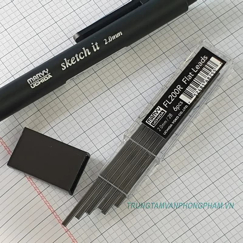 Bút chì bấm Uchida kèm 1 hộp ngòi dẹp 2mm