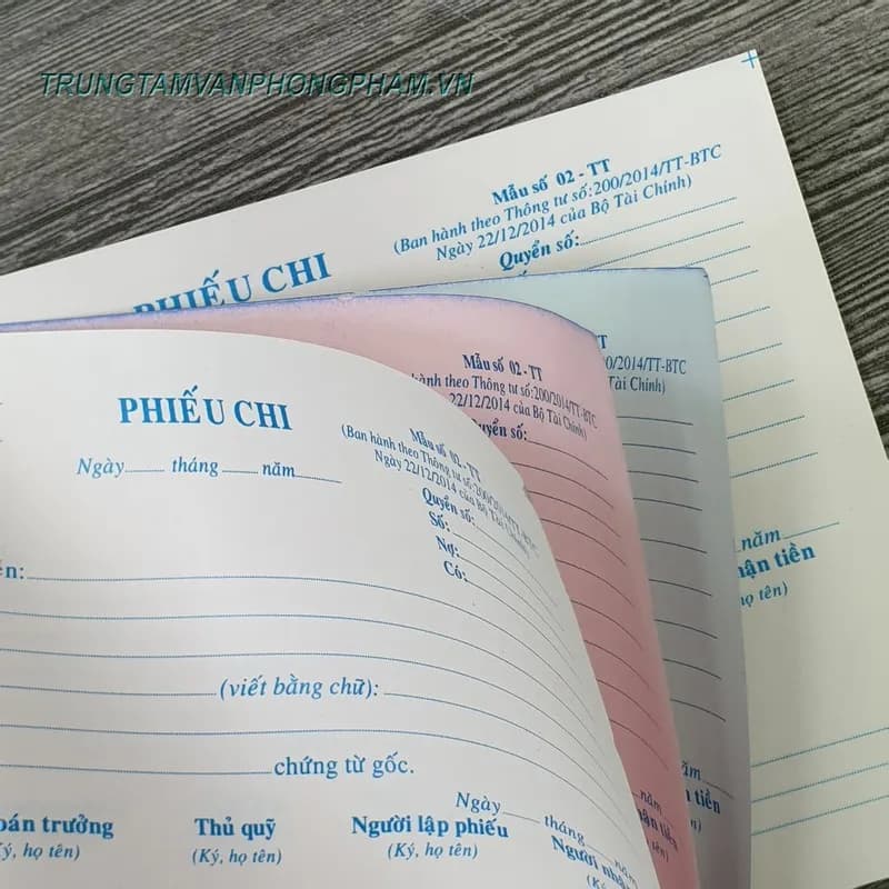 Phiếu thu chi 3 liên theo thông tư 200 - CHI 3L 02-TT