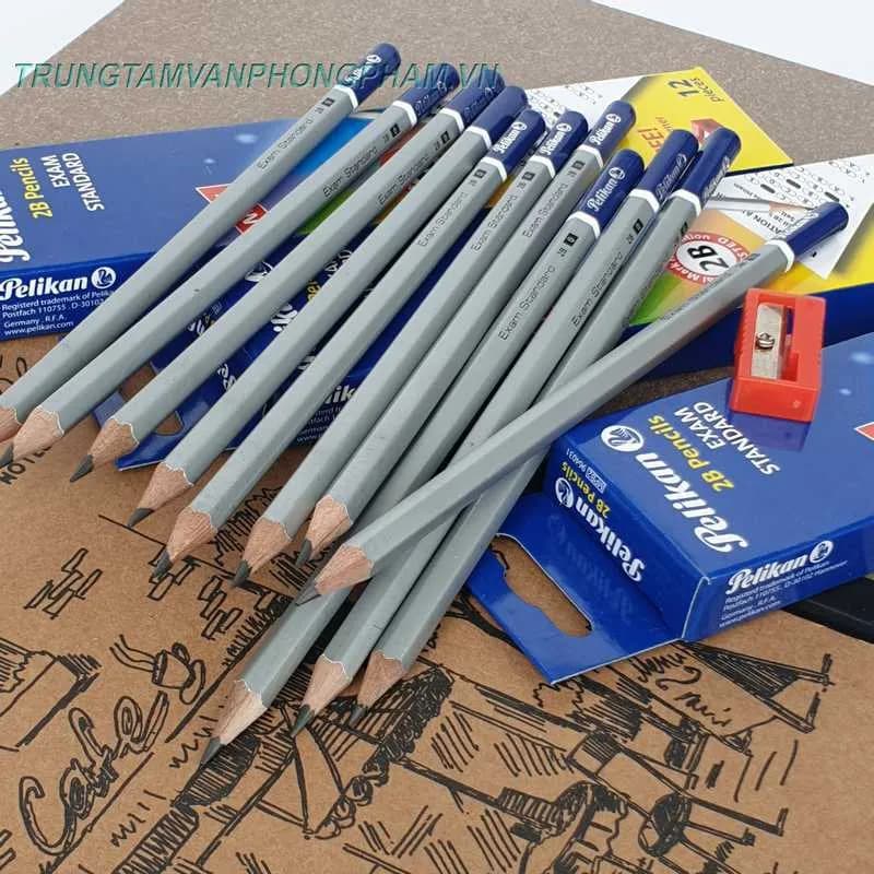 Bút chì 2B Pelikan thân xám bạc hộp 12 cây