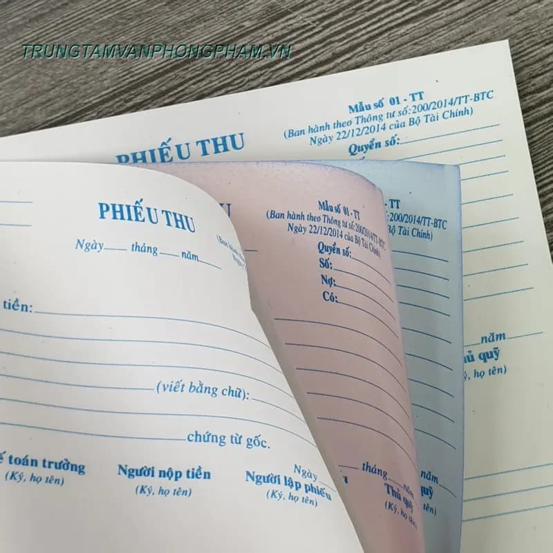 Phiếu thu chi 3 liên theo thông tư 200 - THU 3L 01-TT