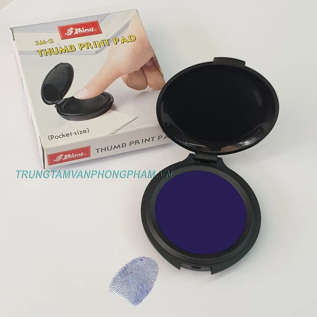 Khay mực lăn tay Shiny hộp tròn - SM-2 XANH