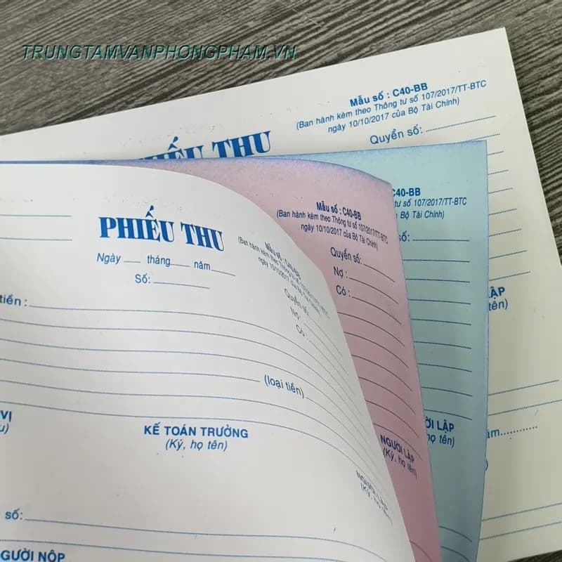 Phiếu thu chi 3 liên C40/C41 01TT/02TT - THU 3 LIÊN C40BB