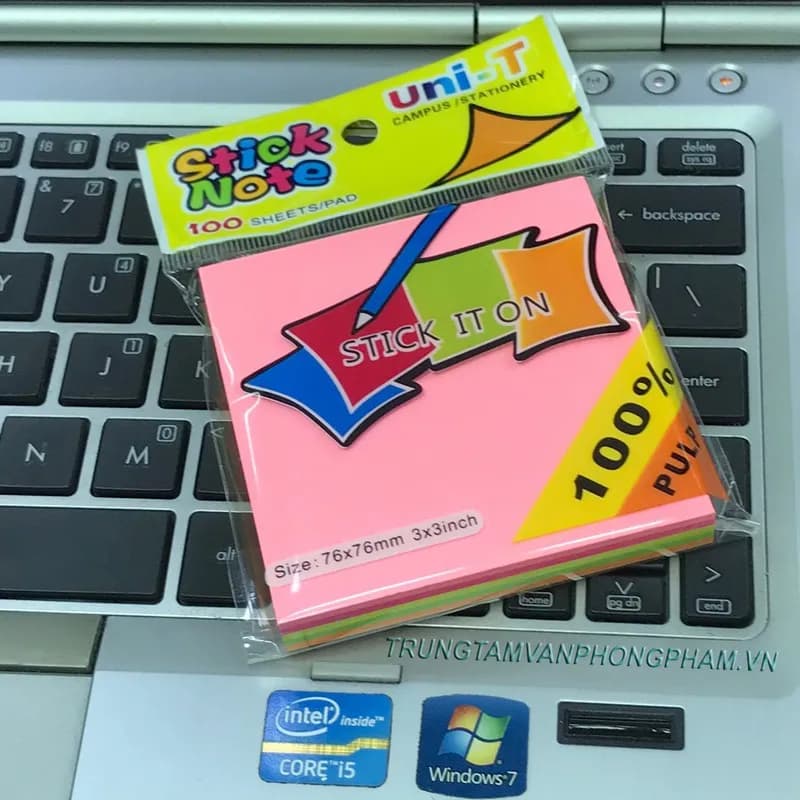 Note vuông 3x3 gồm 5 màu dạ quang - 5 MÀU UNI-T